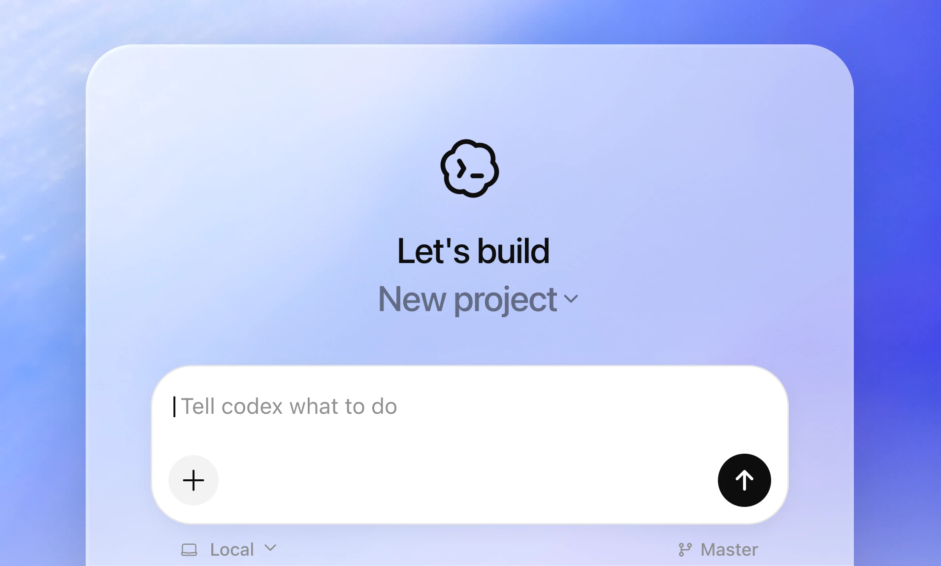 Codex app screen with the project composer.