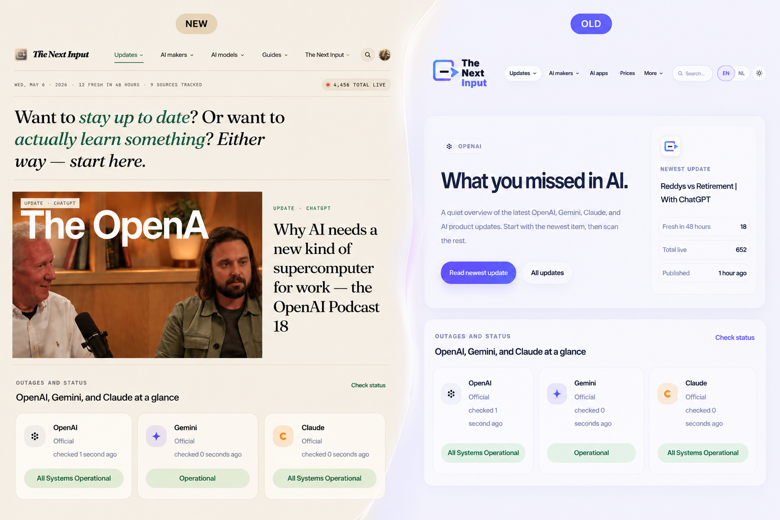 A new The Next Input — redesign, new sources, member system, and more